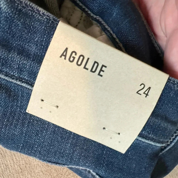NWT Agolde Sophie Crop Midrise Skinny Women’s 24 2 XS Dark Wash Frayed Hem - Picture 13 of 14